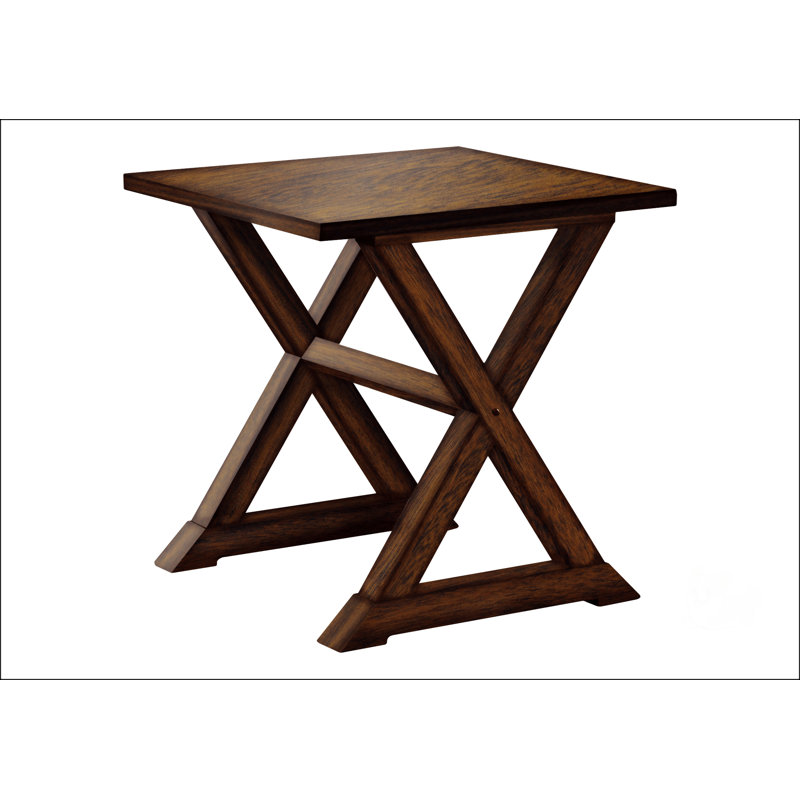 Accent Table With Trestle Style Solid Wood Base, Walnut