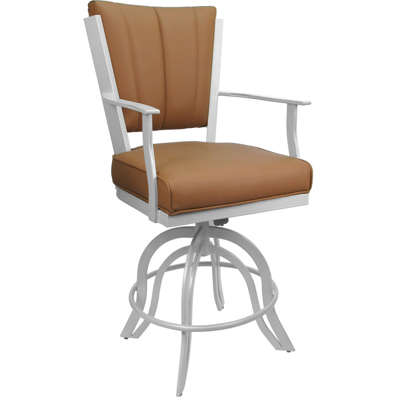 Tabouret de bar pivotant en cuir en métal - Siège de 30 po, Brun / Blanc