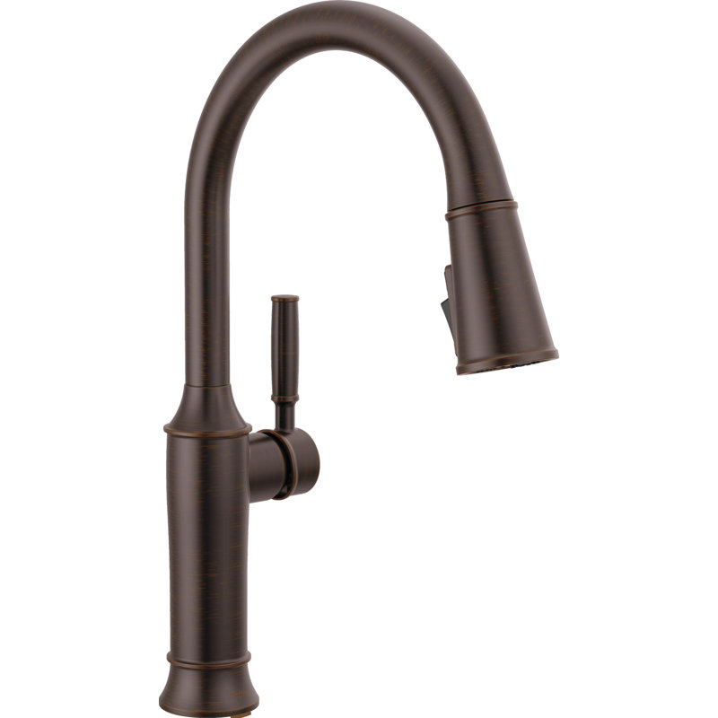 Renaldi Oil Rubbed Bronze Kitchen Faucet with Pull Down Sprayer, Modern Single Hole Kitchen Sink Faucet, Single Handle, Venetian Bronze