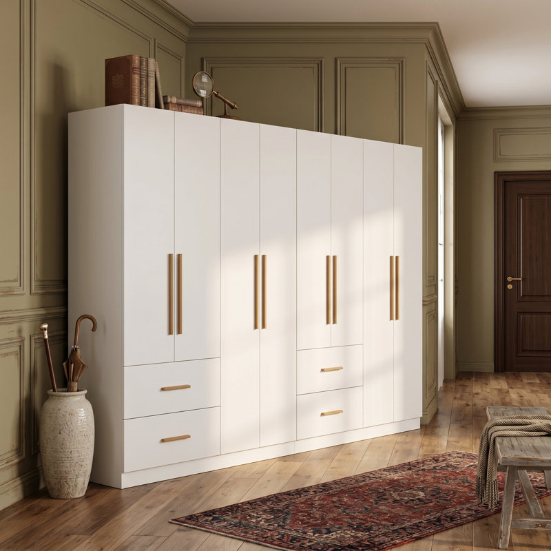 Garde-robe moderne en bois 8 portes 4 tiroirs avec fermeture douce 