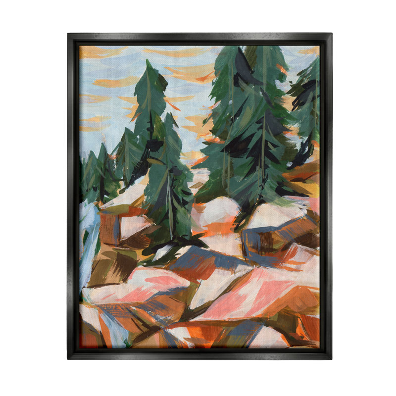Abstrait géométrique paysage cascade, art mural sur toile flottante par Melissa Wang, H 31 po x l 25 po x P 1,7 po