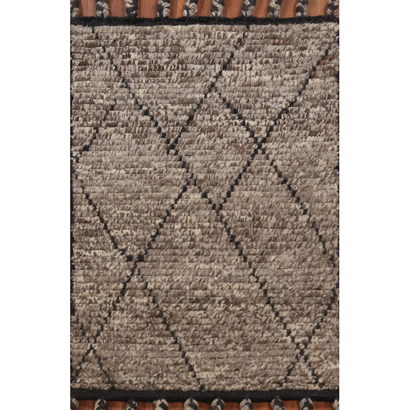 Striped Brown Moroccan Oriental Accent Rug 2x3