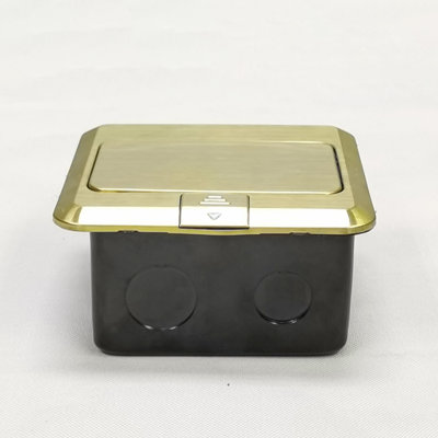 Pop Up Floor Electrical Outlet Countertop Sockets Stainless Steel Box Gold Cover With USB & Type C Chargers For Desktop,Workspace 15952