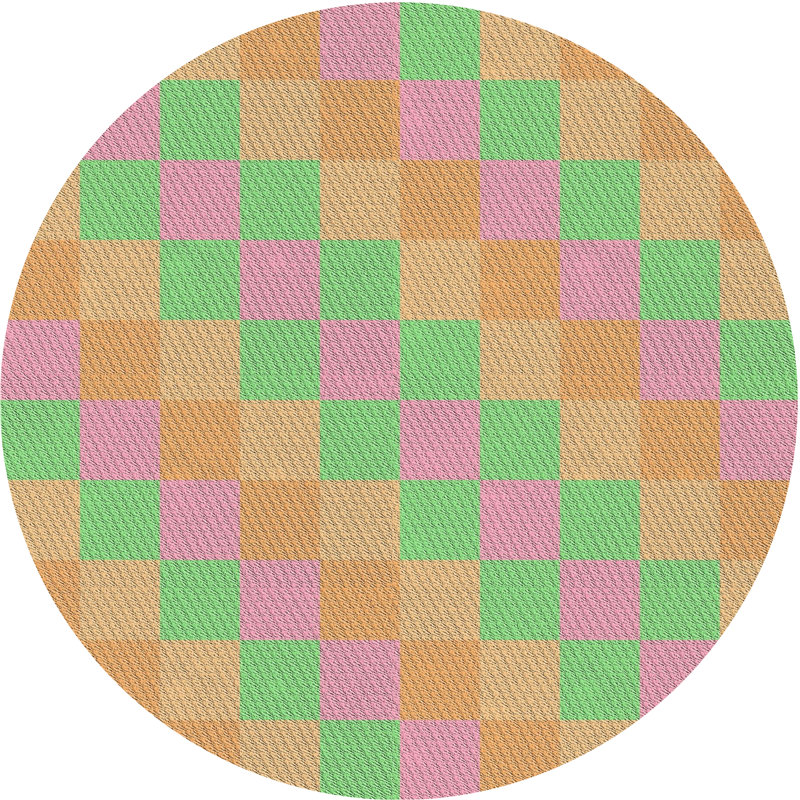 Tapis rose motif/brun/vert Wellfleet, Rond 7 pi