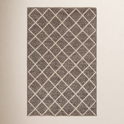 Dark Brown Flatweave Geometric Rug