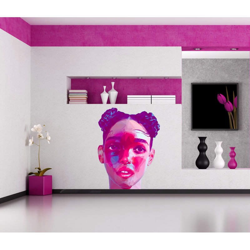 Adhésif décoratif en forme de fille polygonale, H 30 po x l 22 po