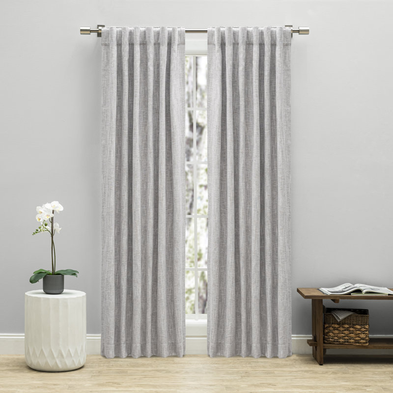 Bouton Gorgeous Textured 100% Blackout Insulated Curtain Panel, 52" W x 108" L, Light Grey