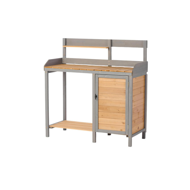 Banc d'extérieur en bois avec évier et rangement pour le jardinage
