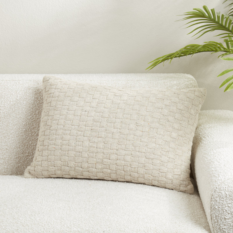 Coussin texturé tissé gaufré, Ivoire ivoire, Duvet de canard