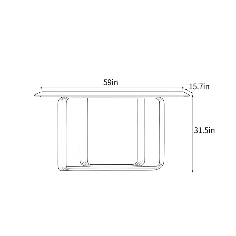Console légère de luxe de style italien., H 31,5 po x l 59 po x P 15,7 po
