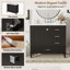 Meuble-lavabo noir 36 po avec 1 porte à fermeture douce et 3 tiroirs à fermeture douce, structure en bois massif-1512929244