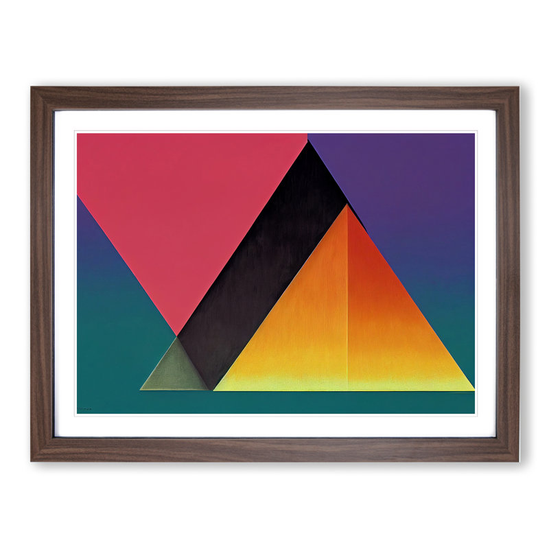 Geometric Pyramids Vol.2 Abstract - Single Picture Frame Print, Walnut Framed, 25cm H x 34cm W x 2cm D