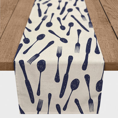 Sketchy Kitchen Utensils 4 Table Runner