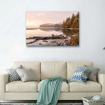 Ensemble de 1 tableau sur toile représentant un lac calme