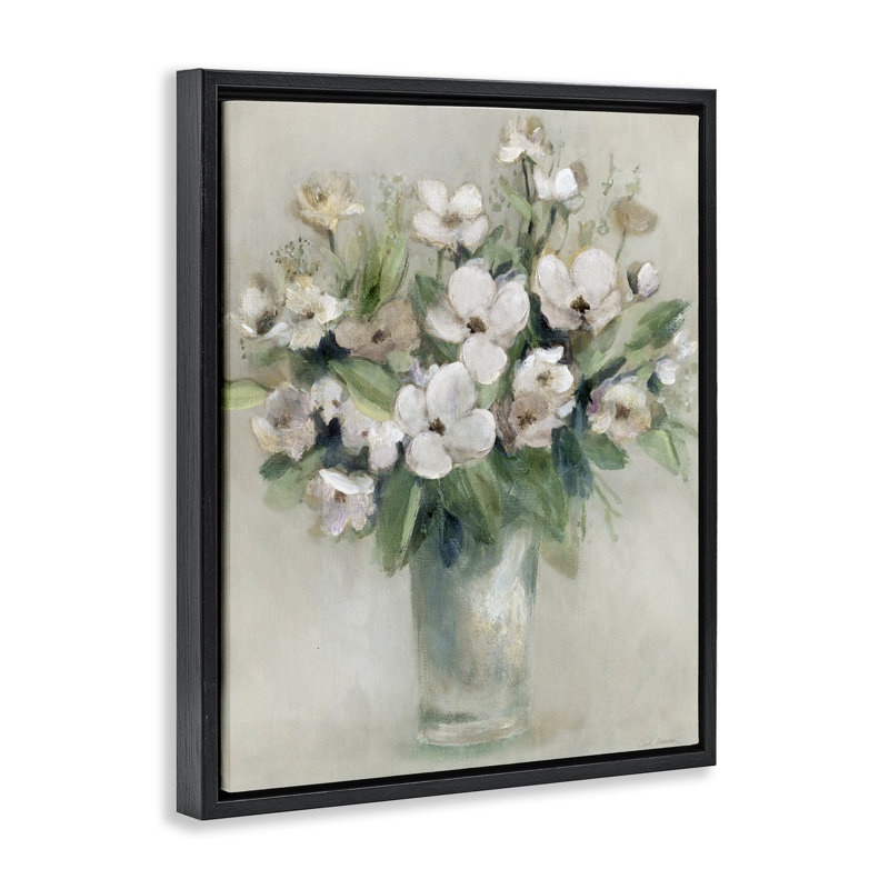 Bouquet de cornouiller printanier, Cadre flottant noir de jais, H 21 po x l 17 po