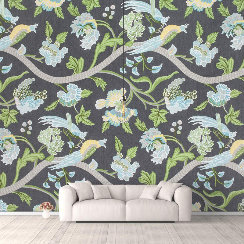 Peel & Stick Floral Border, 66" L x 96" W, Gray