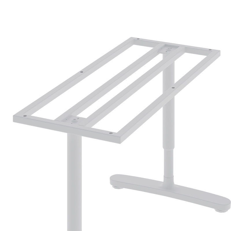 2Pcs Black Adjustable Height Table Underframe, White