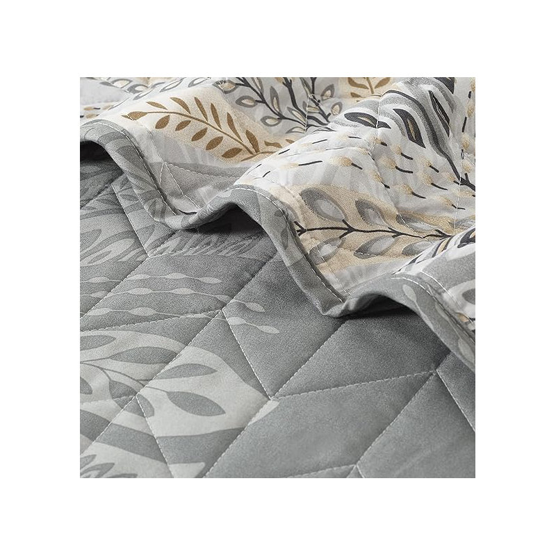 McTeer Microfiber, Polyester Duvet Cover Set with Pillowcases, Floral, Super King - 2 Standard Pillowcases, Jasmine Silver