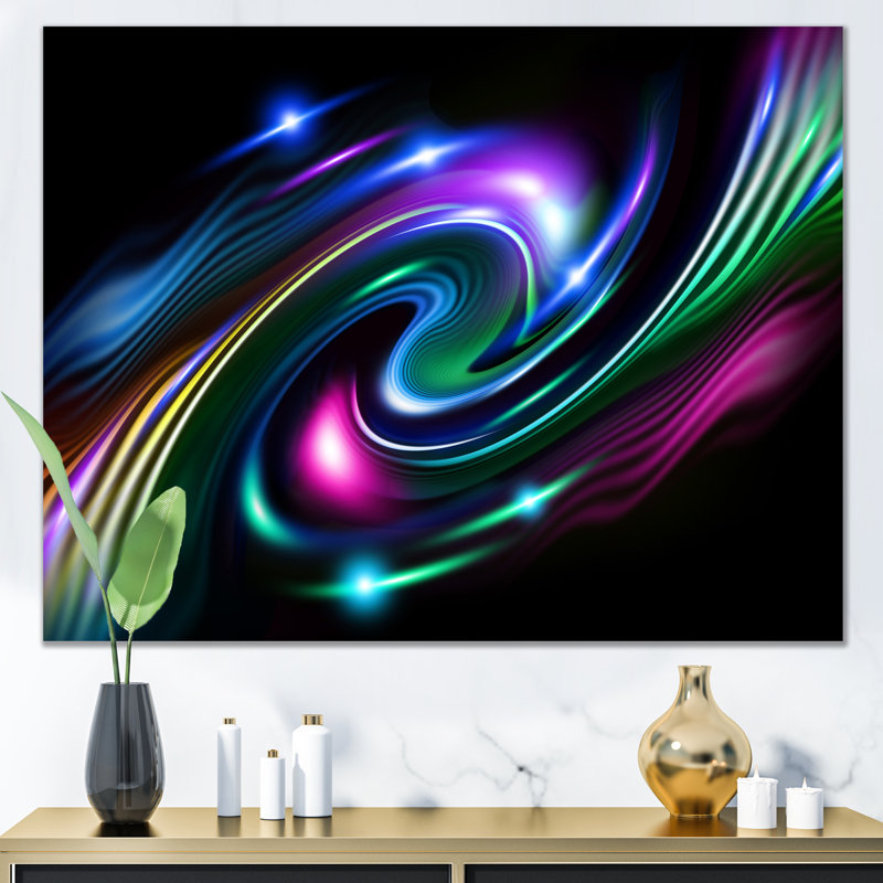 Vortex vert et mauve - décoration murale moderne en toile, H 12 po x l 20 po x P 1,5 po, Toile tendue