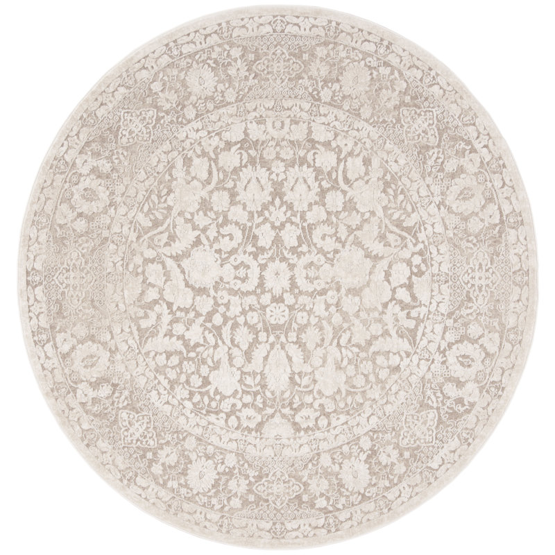 Tapis beige / crème Calidia, Rond 8 pi
