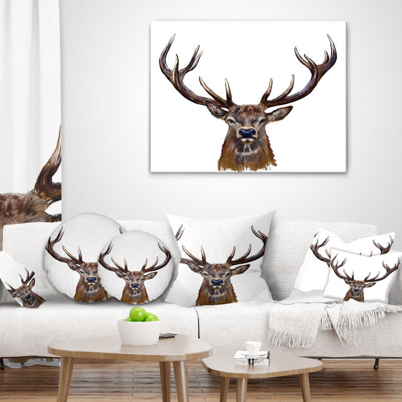 Tête de cerf devant - coussin décoratif imprimé animal, Rectangulaire, 12 po x 20 po