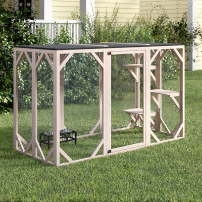 Outdoor Catio de TRIXIE ‑ enclos pour chat de type maisonnette avec toit, grand parc pour courir et plateformes