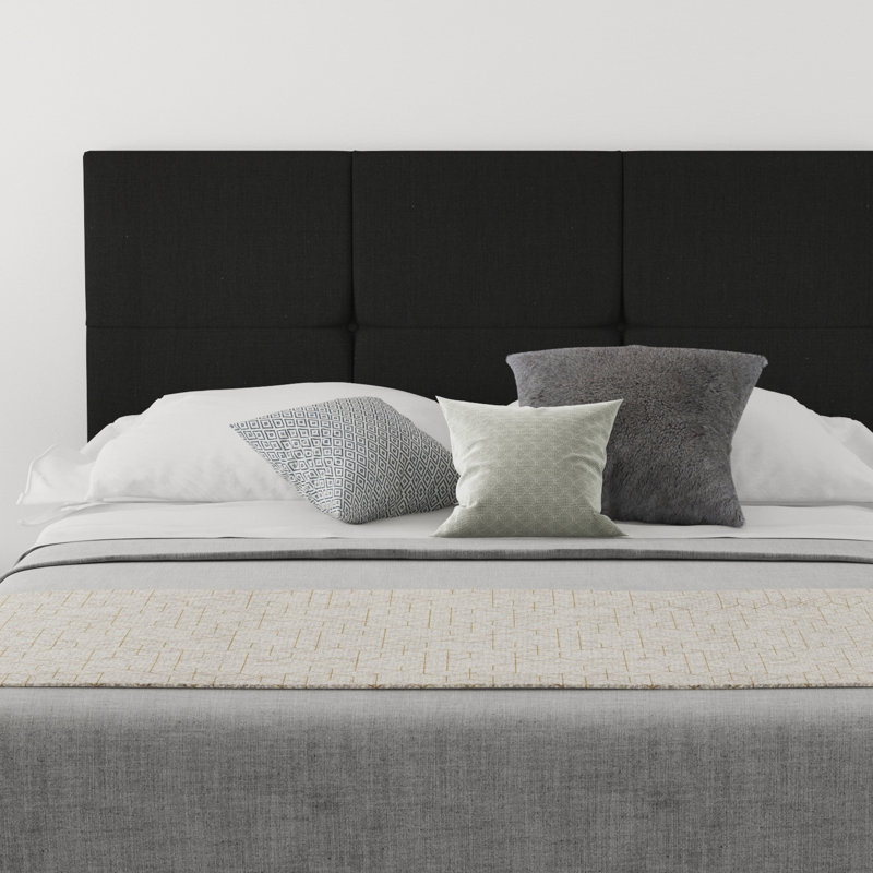 Kellen Upholstered Headboard, Linen Ebony, Kingsize (5')