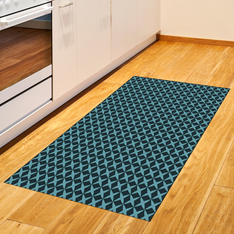 Blue High Density Long Fiber Poly Threads Decorative Area Rug Carpet, Rectangle 2'7" x 5'