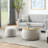 Round Storage Ottoman, 2 In 1 Function, Work As End Table And Ottoman,With Small Seat (25"X25"X14.7")-1952186147-1952186146