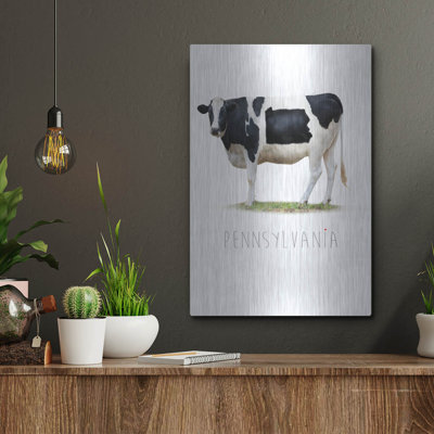  'Cow State Pa' by John Hovenstine Metal Wall Art, 12" x 16"