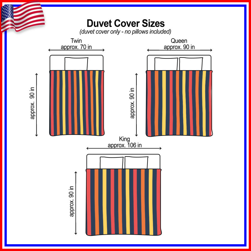 Yellow Red Stripes Duvet Covers, Queen