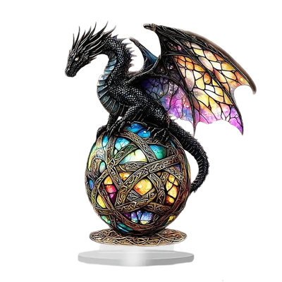 Gothic Stained Glass Statue On Base Colorful Figurine Home Decor Gothic Ornament For Living Room Bedroom Office Bookshelf