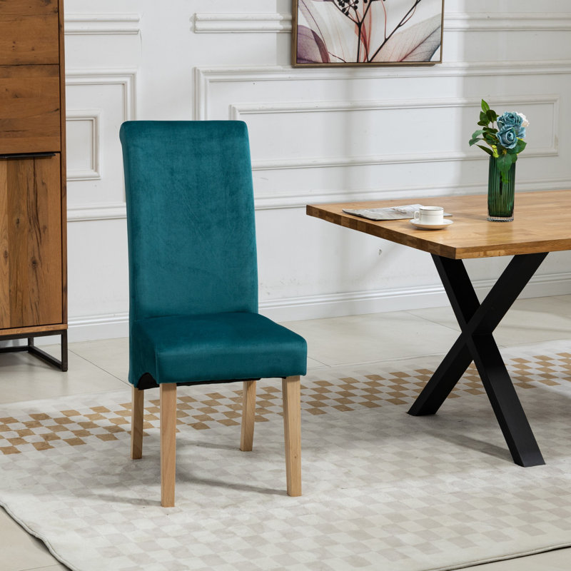 Rimini 0cm H Upholstered Dining Chair, Velvet/Teal