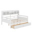 Lit de jour double, support en lattes de bois, avec tablette de chevet et deux tiroirs-1253569700