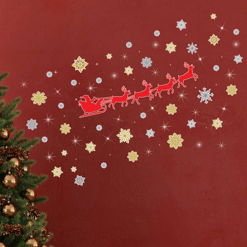 Décalcomanie murale flocons de neige avec 38 petits swarovski de cristal