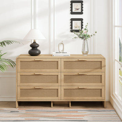 Armoire de rangement en rotin 6 tiroirs