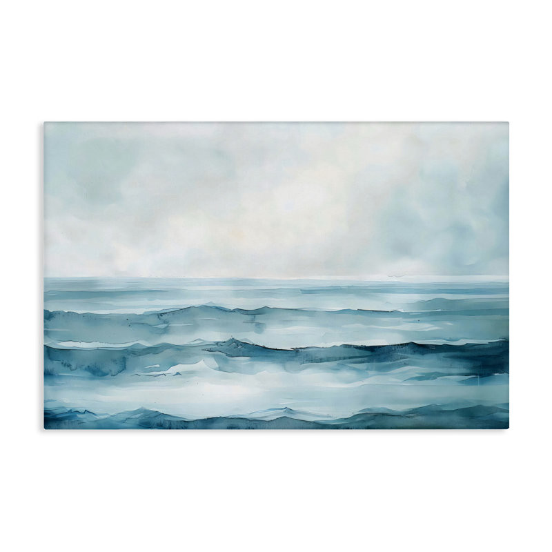 Aquarelle sur toile Moody Waves, design par LSR Design Studio, H 20 po x l 30 po