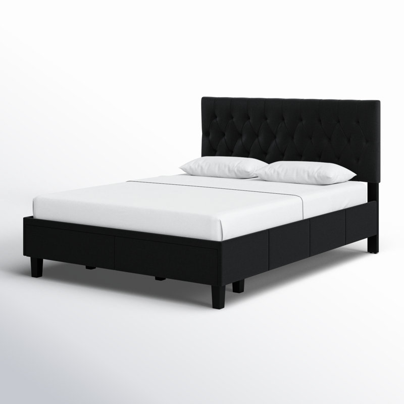 Upholstered Storage Bed, Full, Black