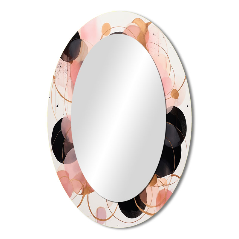 Dreams Of The Heart Watercolor Vintage Pink Gold - Large Oval Wall Mirror On Metal, 36" x 24"