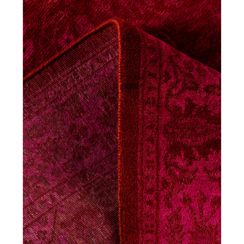 Overdyed Hand-Knotted Wool Modern-Contemporary Red Runner 2' 7" x 18' 2"