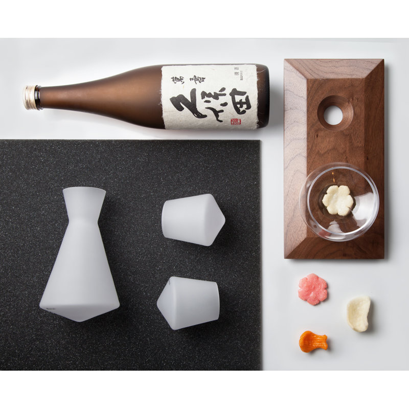 Ensemble de carafe à vin 3 pièces Vasso-Sake, Givré