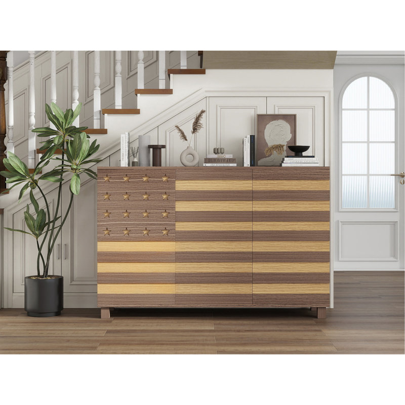 Buffet de 55 po: Armoire de cuisine polyvalente fabriquée à la main avec 2 tiroirs et 3 portes