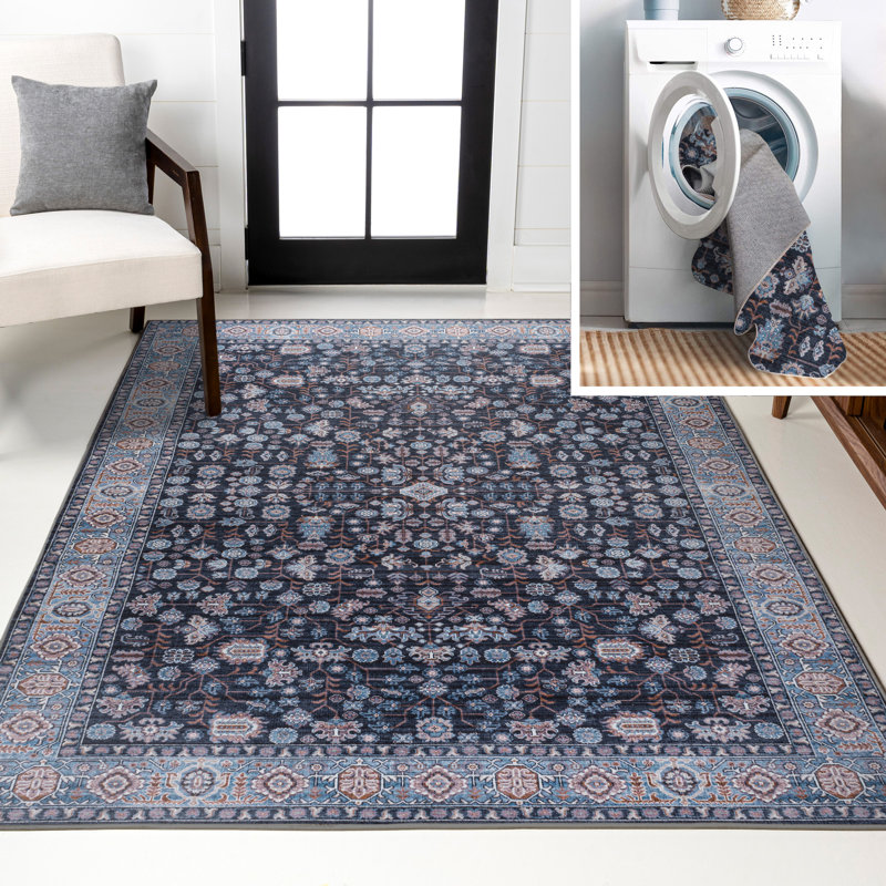 Tapis noir / bleu Sarok All-Over Persan, Rectangle 2 pi 11 po x 5 pi