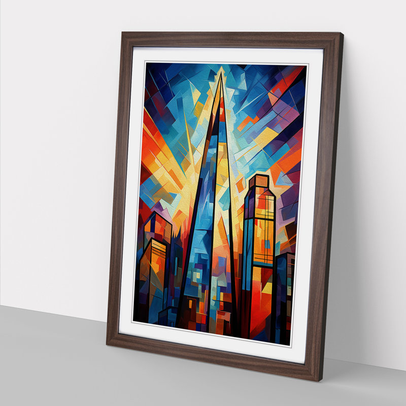 The Shard Cubism No.2 - Framed Print, Walnut , 46cm H x 34cm W x 2cm D