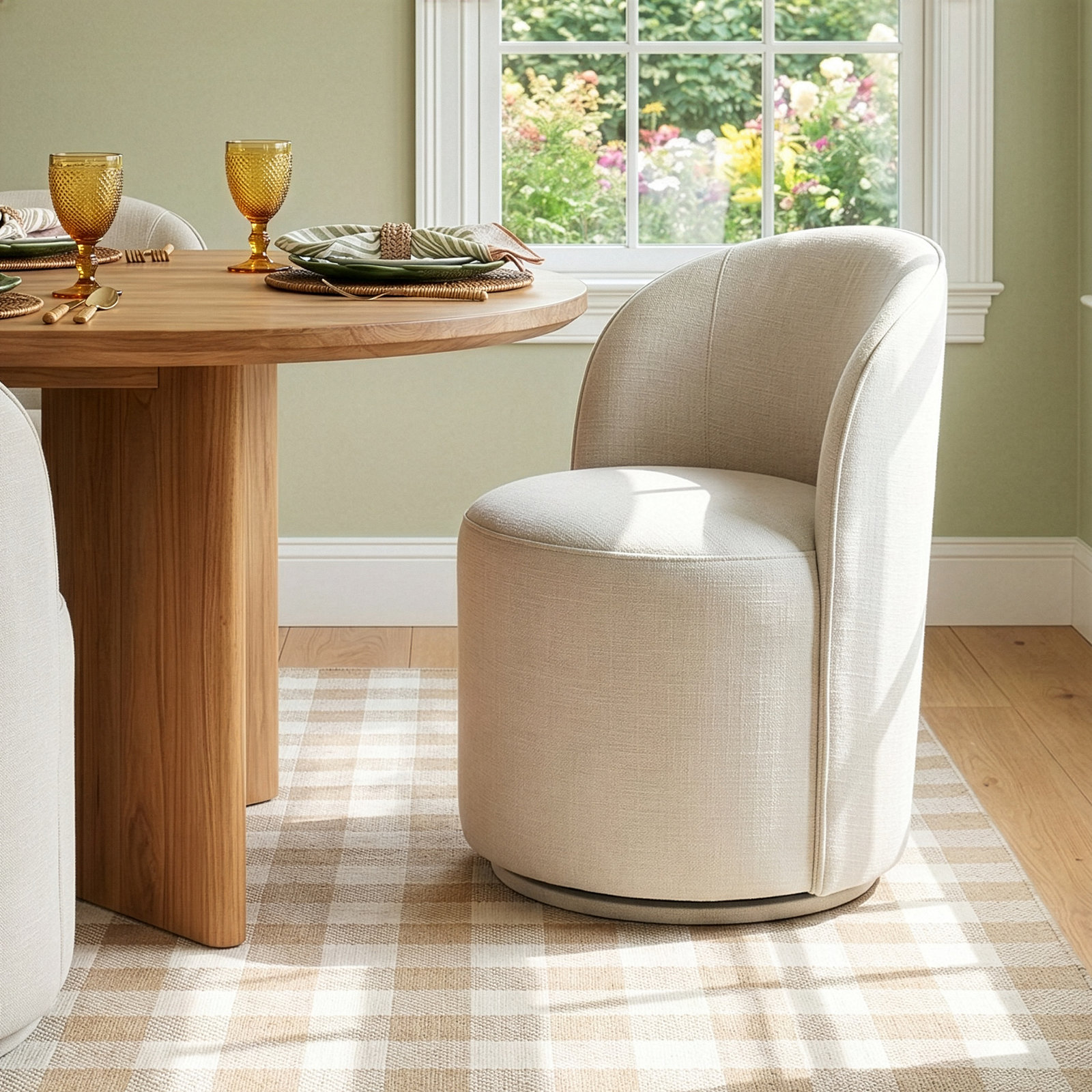 Sharlene Swivel Side Chair, Prestige Ivory Basketweave