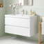 Meuble-lavabo mural de 91 cm (36 po) en panneaux de particules mélaminés blancs avec dessus en résine blanche et carbonate de calcium, deux tiroirs coulissants en forme de U à fermeture amortie, préassemblé.-830637805-1010895197