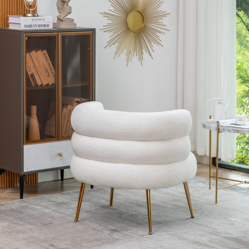Ensemble de salon 4 pièces Tillie, Peluche blanche 100% polyester