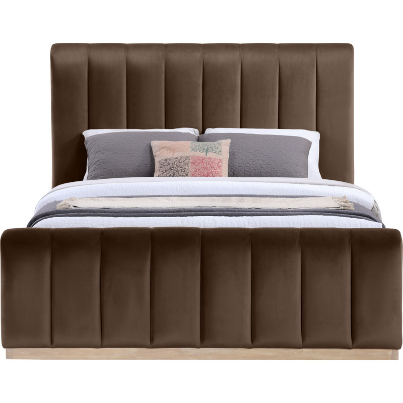Lit en velours Amara, Grand, Velours brun