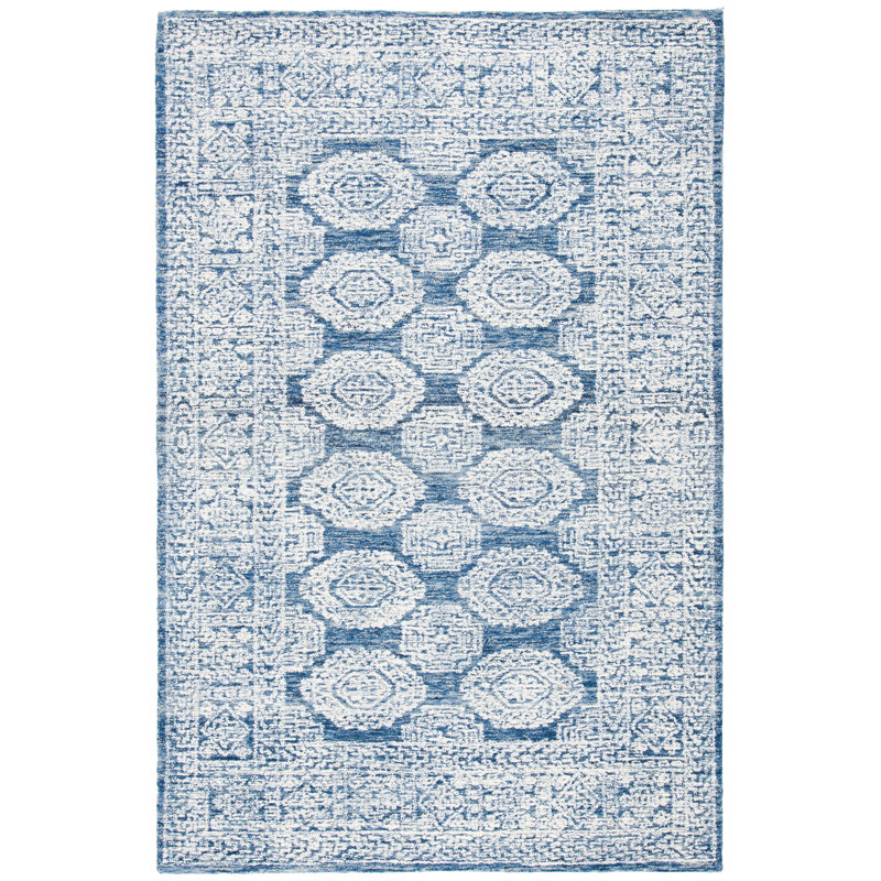 Metro Hand Tufted Wool/Cotton Oriental Rug in Blue/Gray, Rectangle 3' x 5'