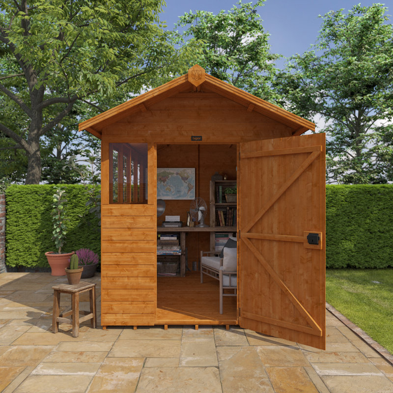 Tiger 6 ft. W x 8 ft. D Solid Wood Tongue & Groove Apex Tool Shed
